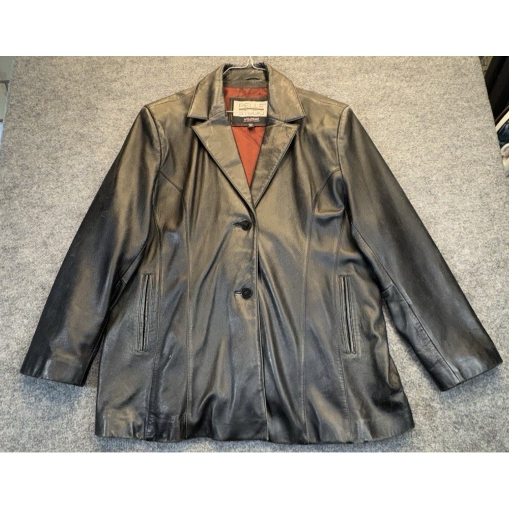 Pelle Studio Wilsons Women's 3X Black Genuine Leather Blazer Jacket Plus Size